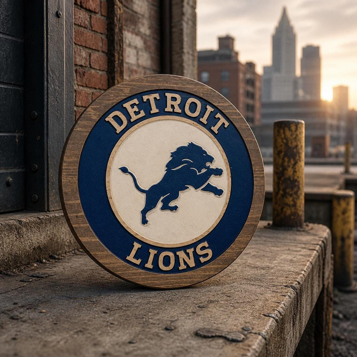 Detroit Lions Dark Blue carved wood sign – photo 8