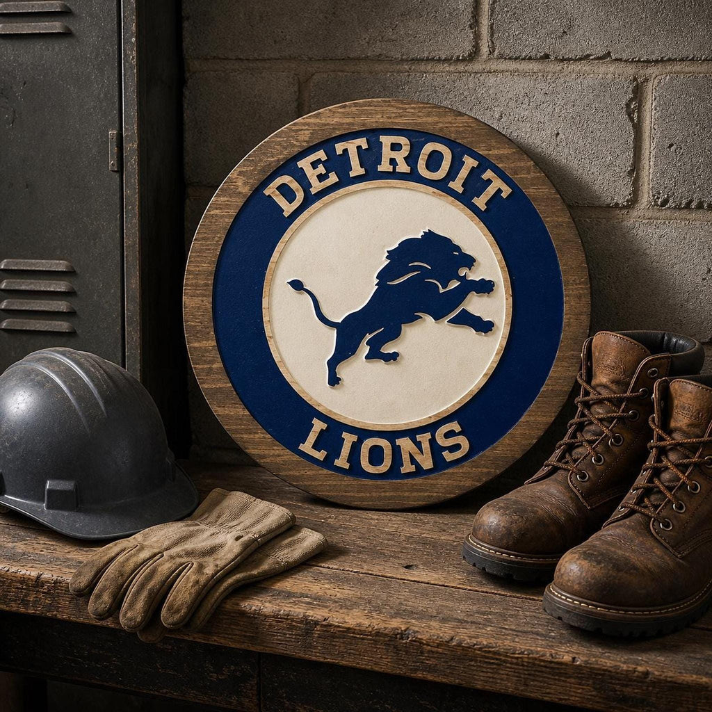 Detroit Lions Dark Blue carved wood sign – photo 7