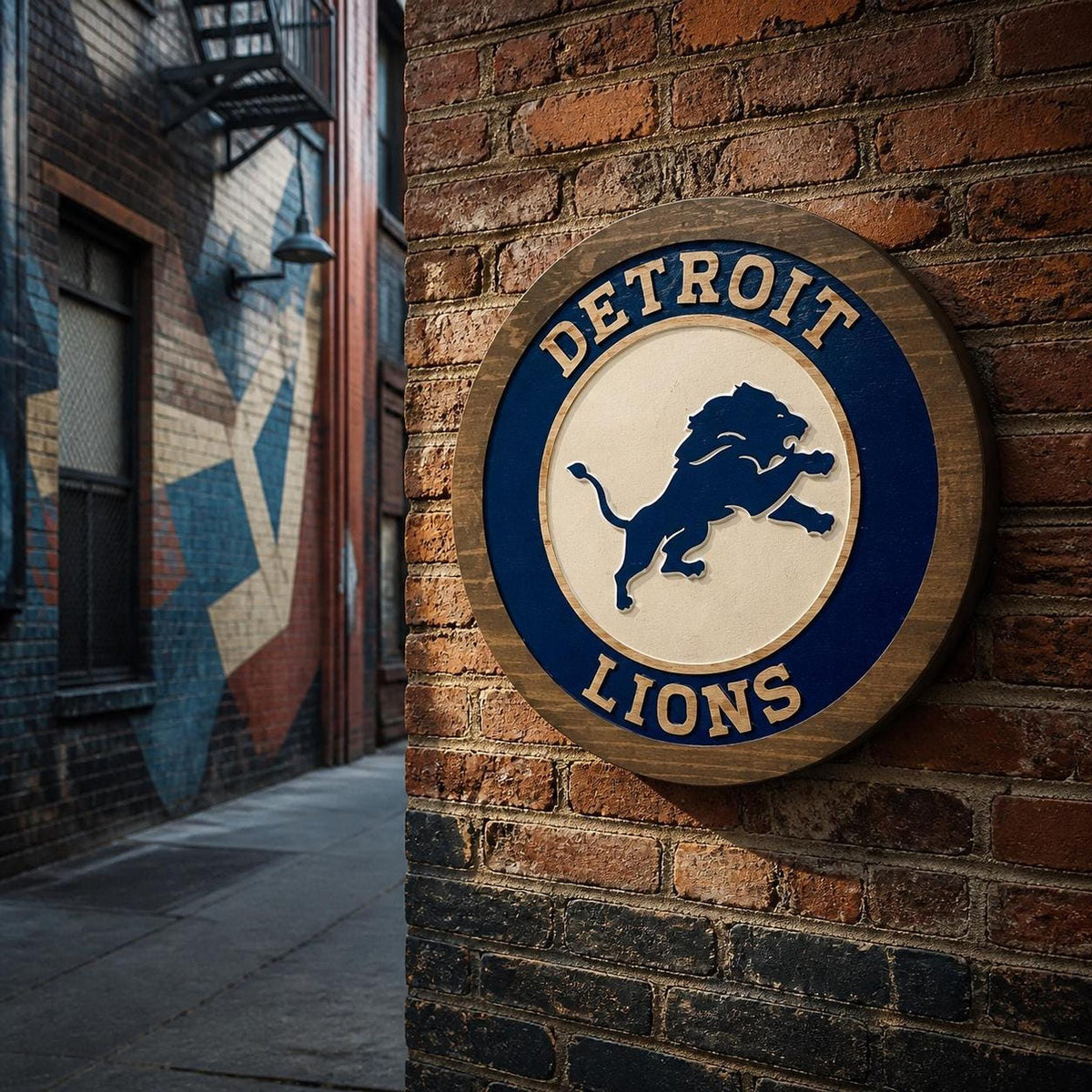Detroit Lions Dark Blue carved wood sign – photo 5