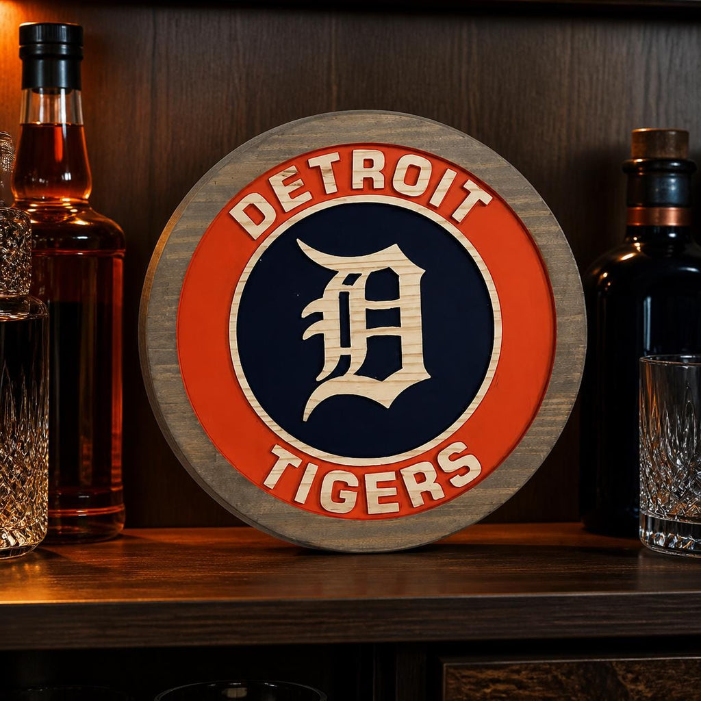 Detroit Tigers Old English D carved wood sign – photo 7