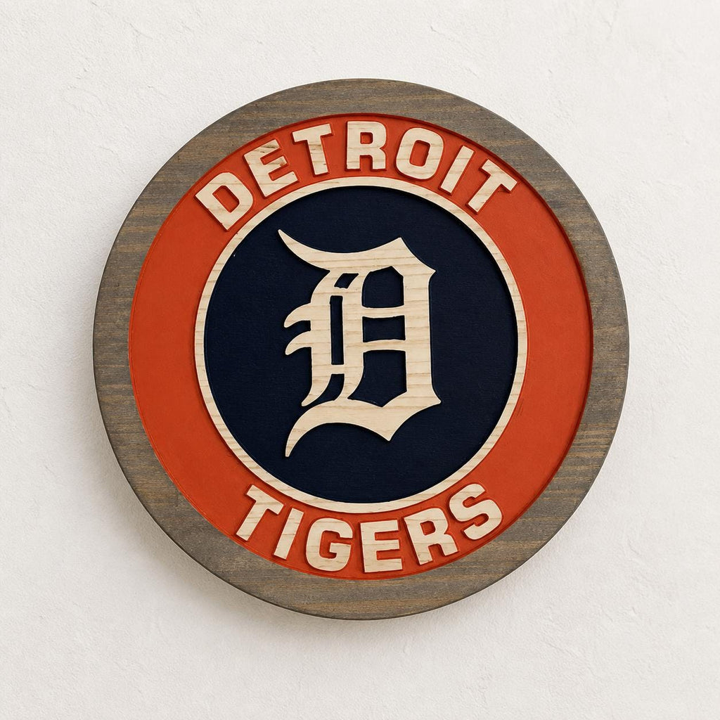 Detroit Tigers Old English D carved wood sign – photo 2