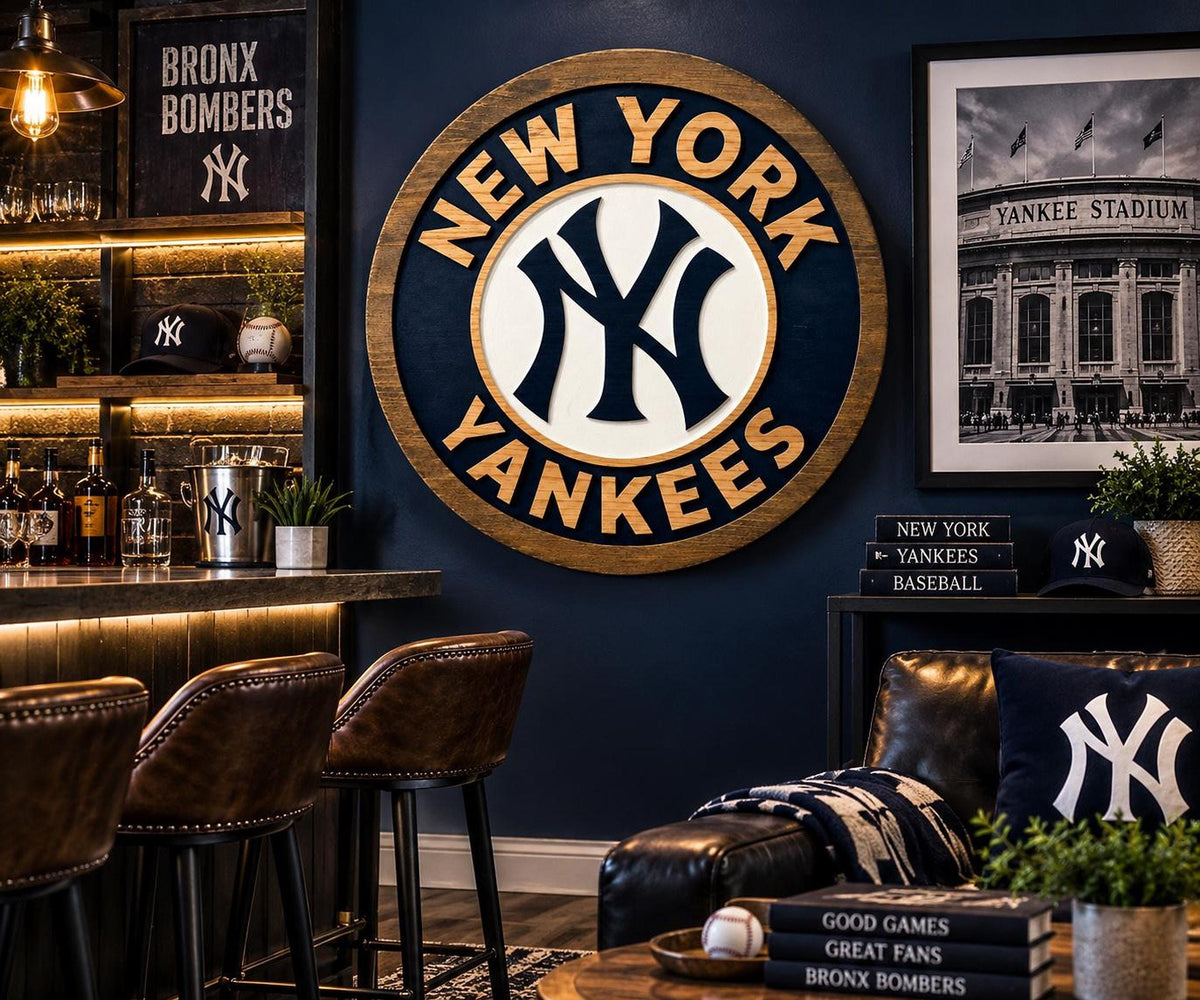 New York Yankees carved wood sign – photo 8