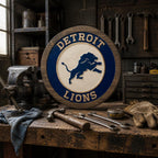 Detroit Lions Dark Blue carved wood sign – photo 4