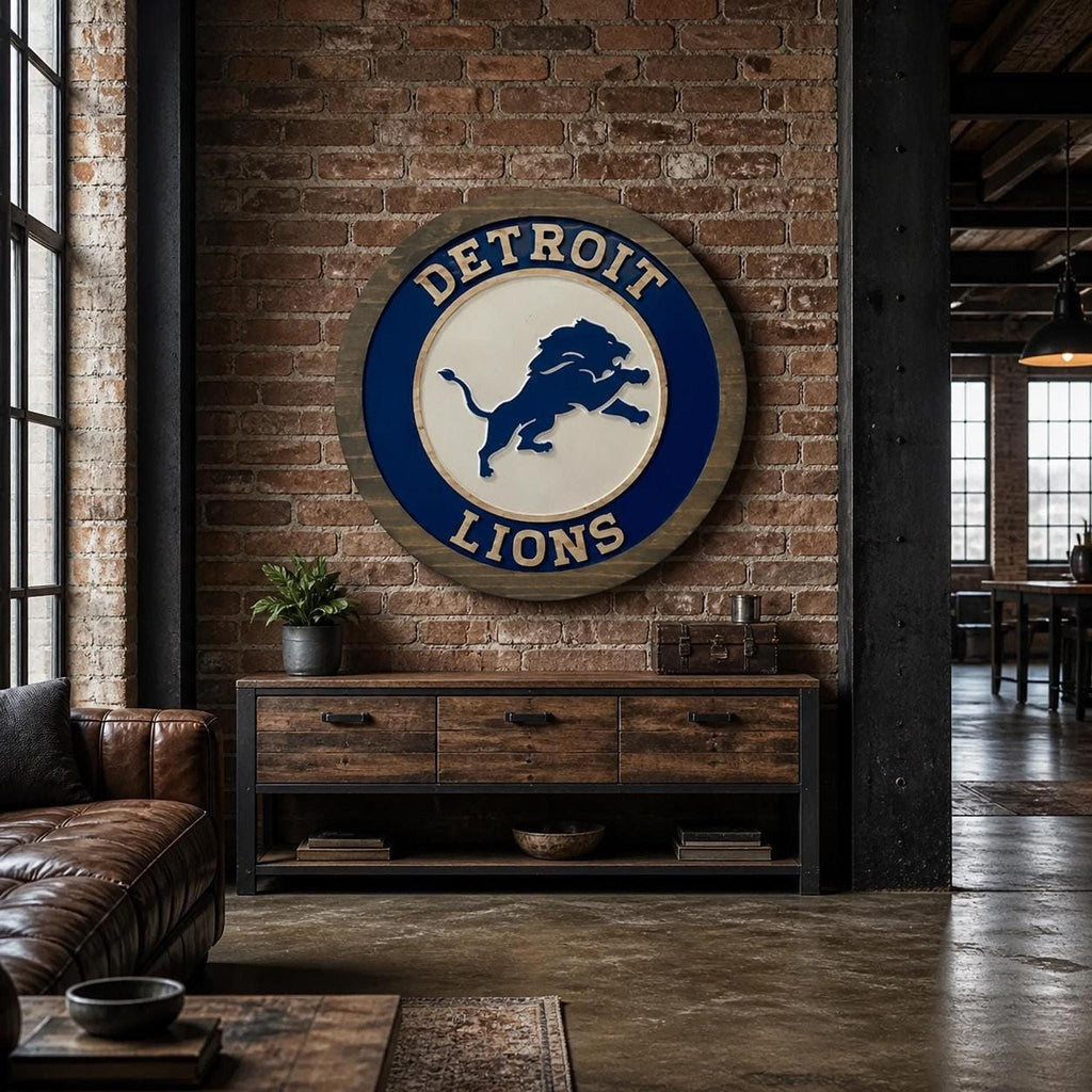 Detroit Lions Dark Blue carved wood sign – photo 3