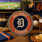 Detroit Tigers Old English D carved wood sign – photo 8
