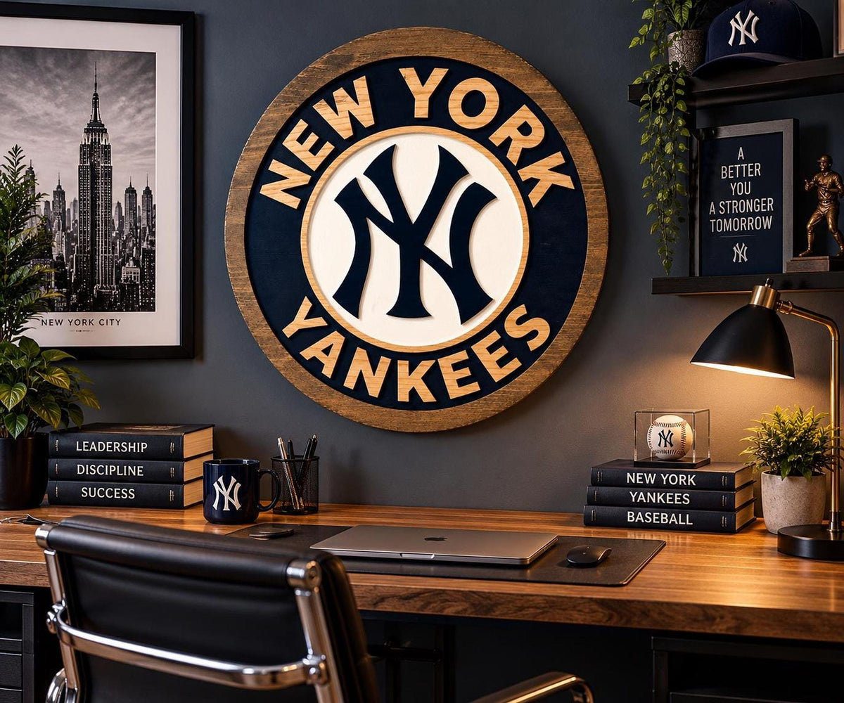 New York Yankees carved wood sign – photo 3