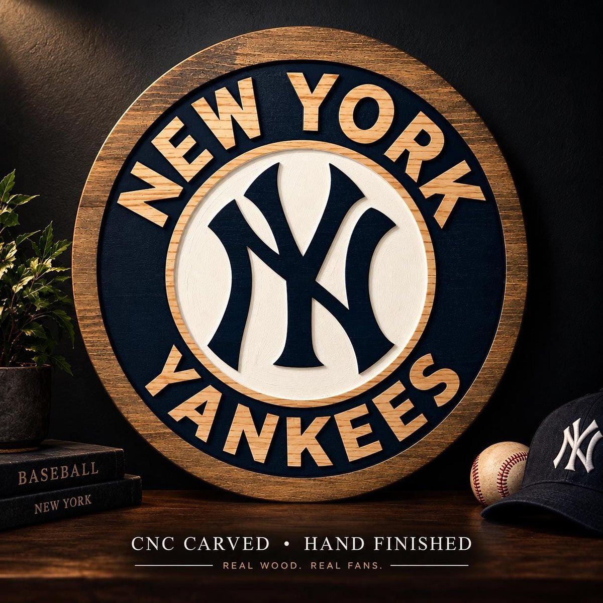 New York Yankees carved wood sign – photo 1