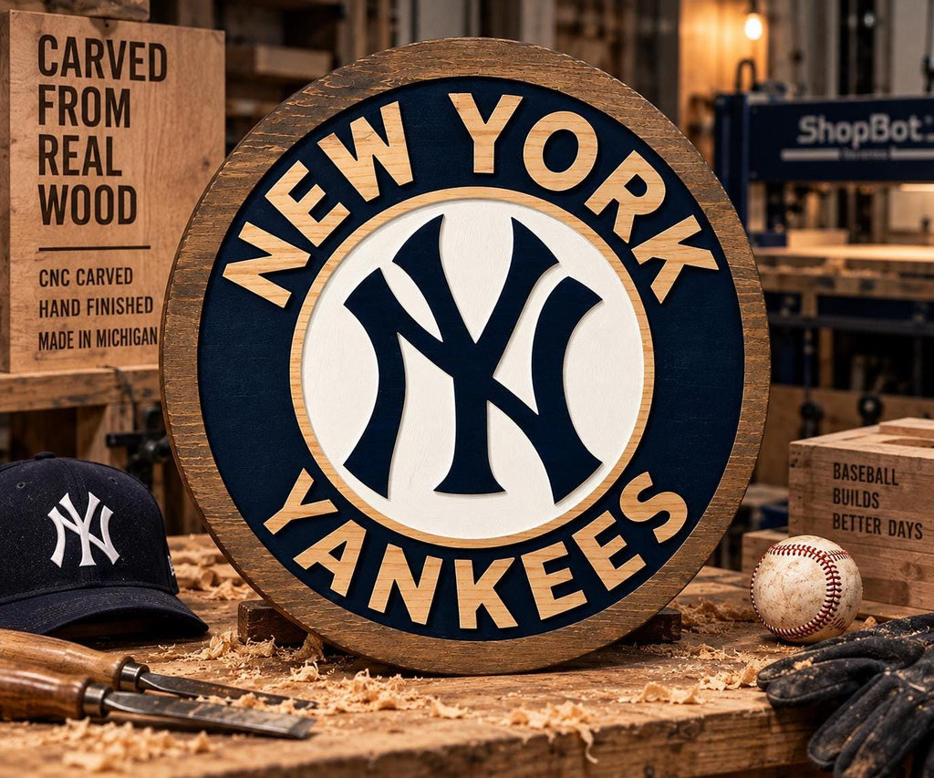 New York Yankees carved wood sign – photo 4