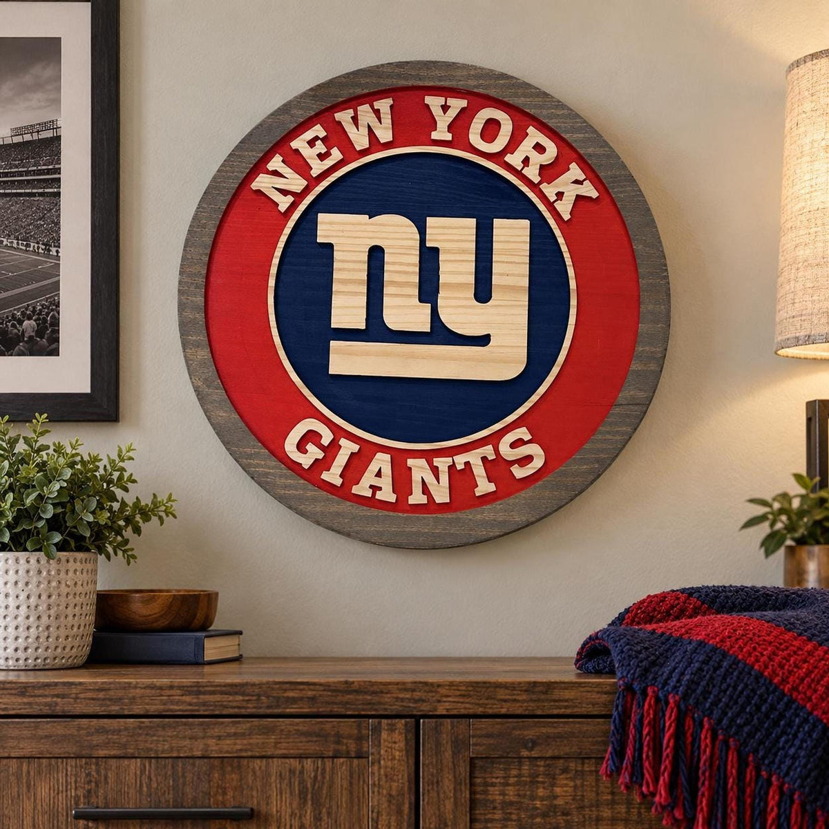 New York Giants carved wood sign – photo 5
