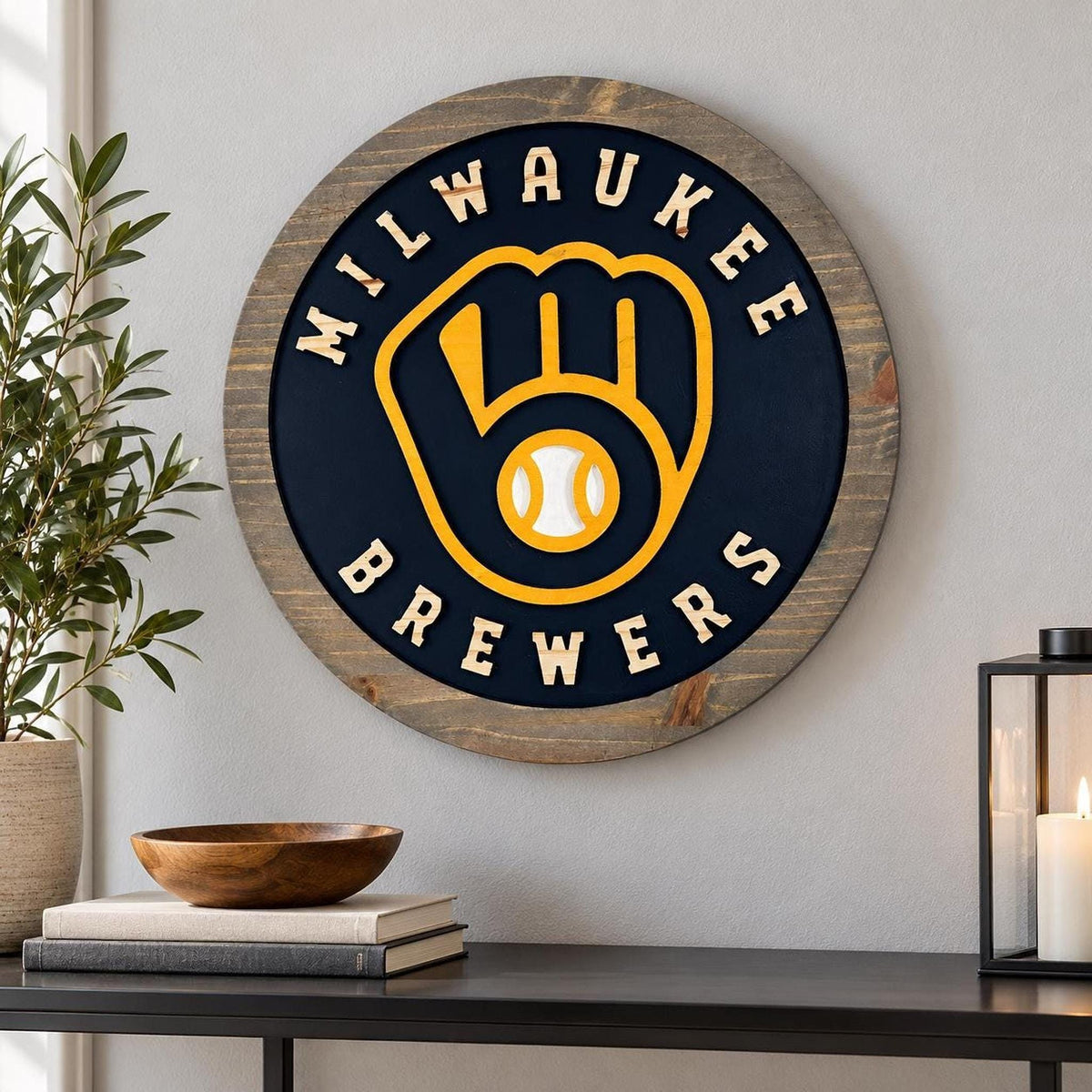 Milwaukee Baseball carved wood sign – photo 6