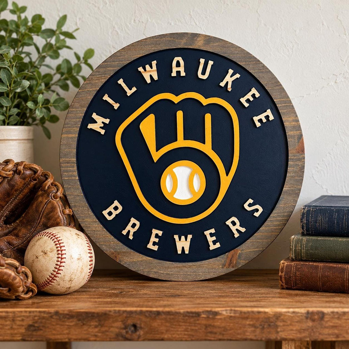 Milwaukee Baseball carved wood sign – photo 3