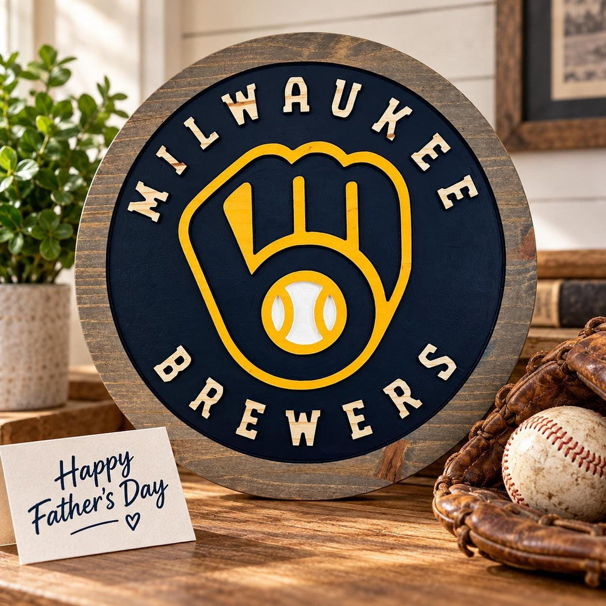 Milwaukee Baseball carved wood sign – photo 8