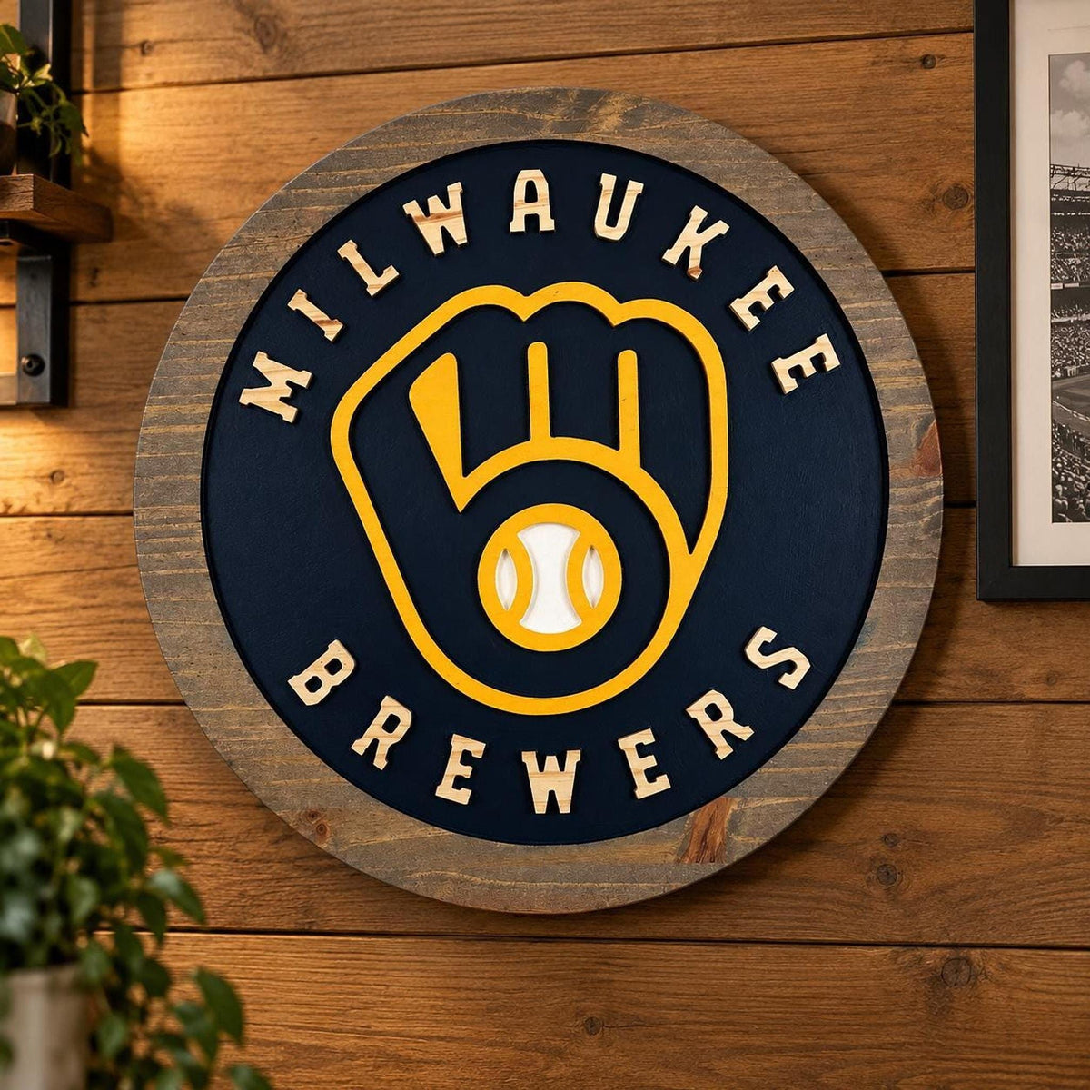 Milwaukee Baseball carved wood sign – photo 5